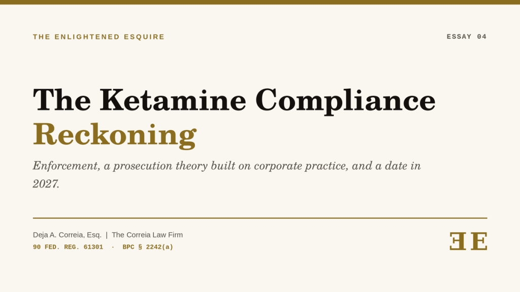 The Ketamine Compliance Reckoning: A Conviction, a Warning Letter Sweep, and a December 31&nbsp;Cliff